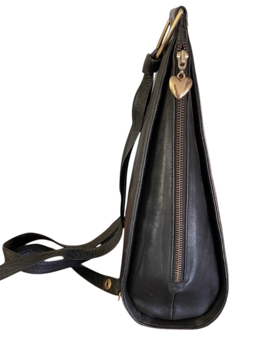 Black hard leather backpack handbag purse /backpack style